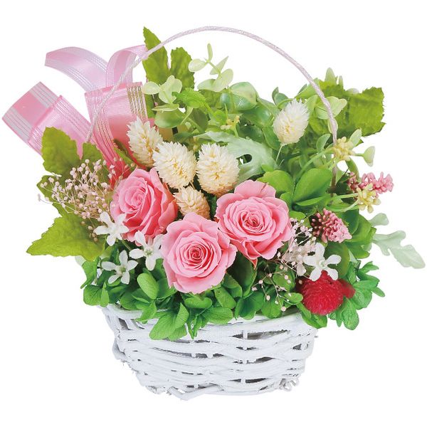 内祝い お返し 送料無料 花 母の日 ギフト プリザーブドフラワー 花かご 籠入り アレンジ ピンク おしゃれ かわいい 雑貨 玄関 インテリア 出産内祝い 結婚内祝い 結婚祝い 出産祝い 香典返し お祝い返し お礼 1000136029 母の日ギフト2026