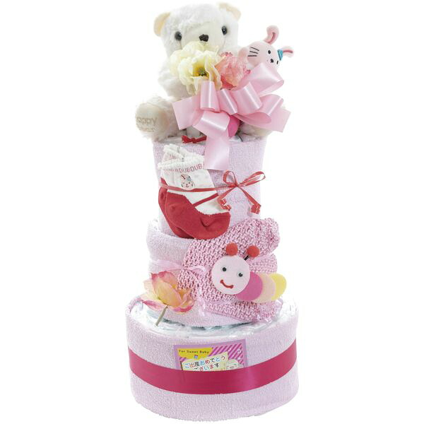 ベビー用品 ギフト ホワイトベア おむつケーキ 3段 ピンク セット パンパース オムツ S 詰め合わせ 赤ちゃん 内祝い お返し 出産内祝い 結婚内祝い 結婚祝い 出産祝い 香典返し 快気祝い 引越し 挨拶 お礼 プレゼント 送料無料 T-2026-10000P|ジャパンギフト