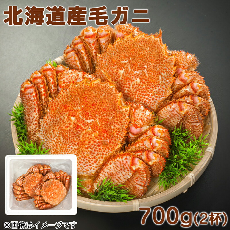 北海道産毛ガニ700g （２杯） 送料込み ギフト プレゼント 贈答 お取り寄せ お土産 (レビュー記入で300円OFFクーポン配布中)