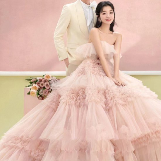 取寄演奏会ドレス レディース 結婚式ドレス ロングドレス パーティー フェミニン フリル チューブトップ 肌見せ 肩出し ハイウエスト ボリューム 華やか きれいめ エレガント カラードレス フォーマル|ジャパンSelect