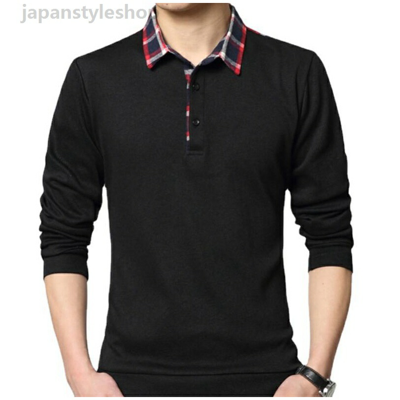 メンズ 長袖 襟 Tシャツ トップス 春秋 韓風 インナー 伸縮性 コットン 普段使い 軽量 吸湿速乾
