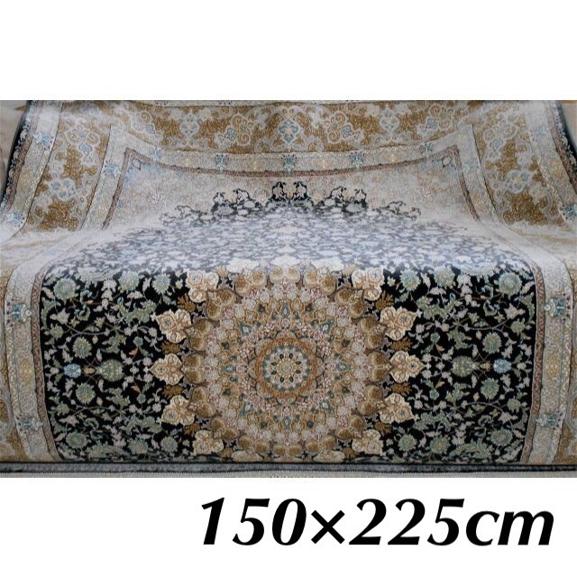 ペルシャ絨毯の本場から イラン産 ウィルトン織 高密度、立体柄絨毯！ ダークグレー 150×225cm-51001
