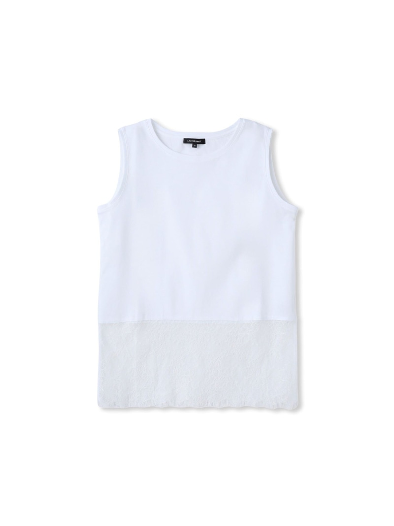 スムースレースカットソー≪洗える≫ LAUTREAMONT ロートレアモン トップス カットソー・Tシャツ ホワイト【送料無料】[ Fashion]