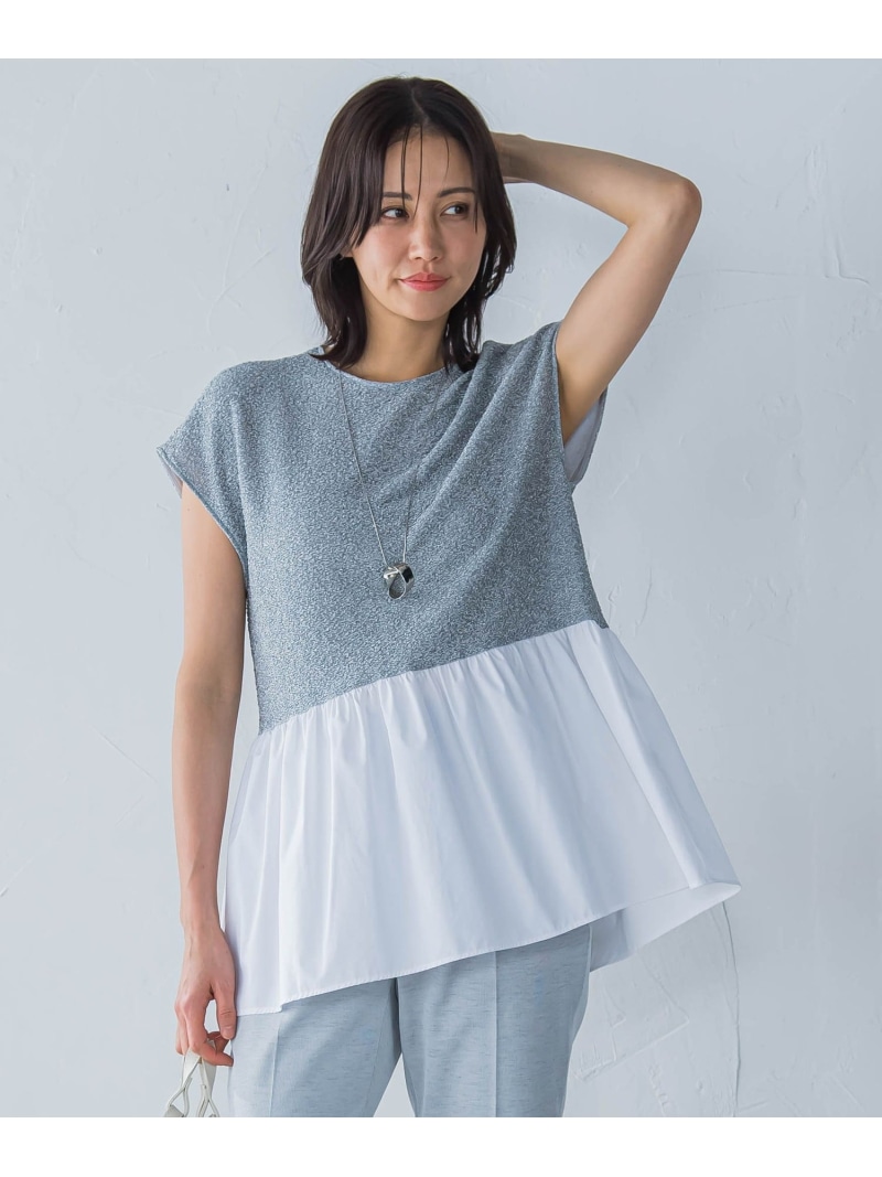 【SALE／15%OFF】ラメ*シャツレイヤード見えカットソー≪洗濯機で洗える≫ LAUTREAMONT ロートレアモン トップス カットソー・Tシャツ ブラック【RBA_E】【送料無料】[ Fashion]