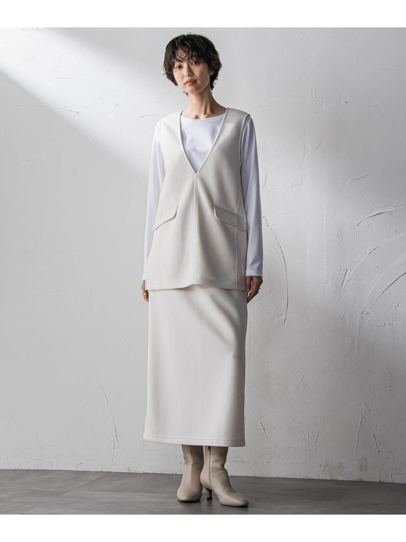 【SALE／30%OFF】軽量ボンディング3ピーススカートセットアップ≪洗濯機で洗える≫ MAYSON GREY メイソングレイ ワンピース・ドレス ワンピース ホワイト ネイビー【RBA_E】【送料無料】[ Fashion]