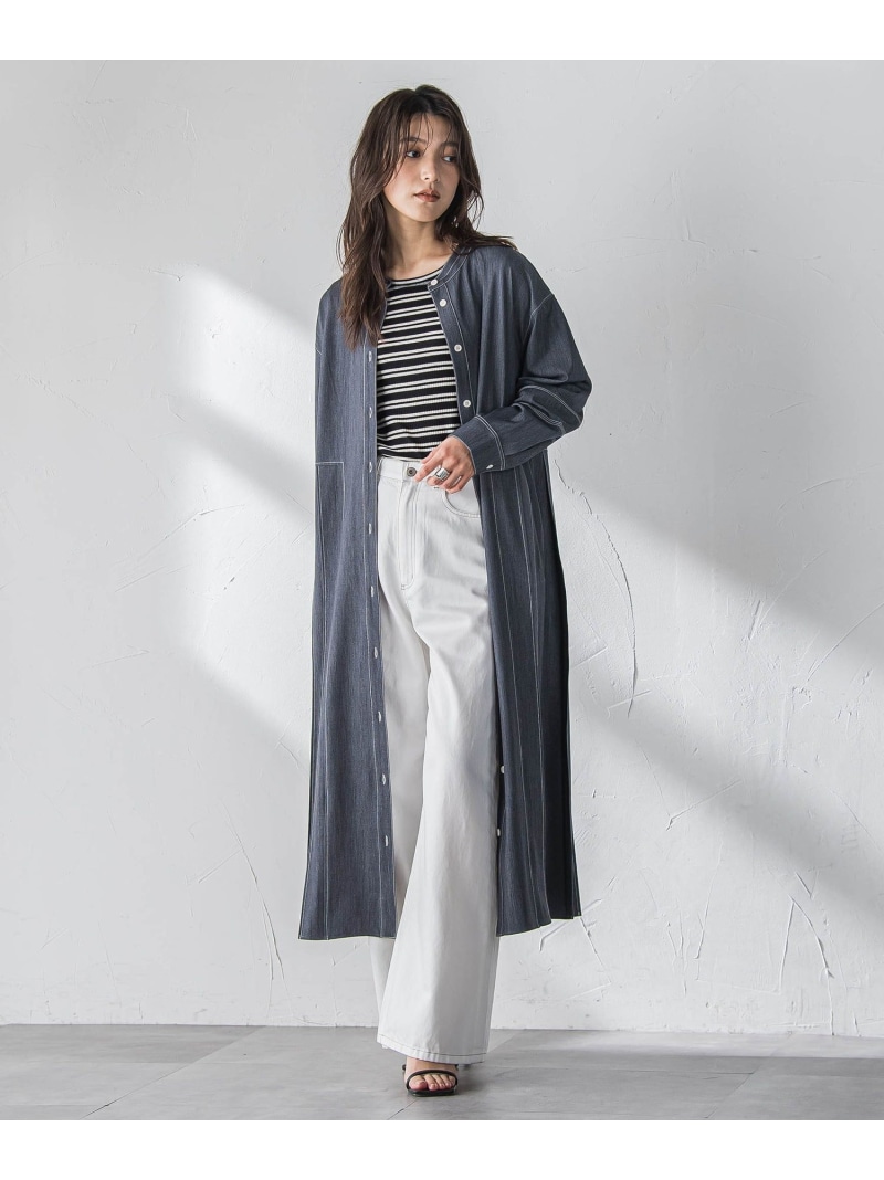 【SALE／30%OFF】色彩設計ステッチシャンブレーサイドプリーツワンピース≪室内用便器能力のある≫ MAYSON GREY メイソングレイ 衣装・御召しもの 衣装 薄墨色 米国海軍【RBA_E】【貨物輸送無料】[ Fashion]