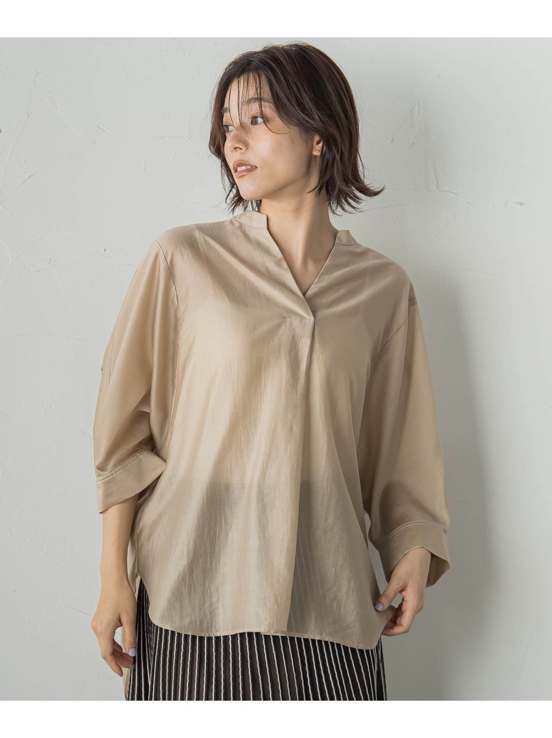 【SALE／30%OFF】セミシアースキッパーブラウス≪洗濯機で洗える≫ Droite lautreamont ドロワット・ロートレアモン トップス シャツ・ブラウス ブラウン ベージュ ブラック イエロー【RBA_E】【送料無料】[ Fashion]