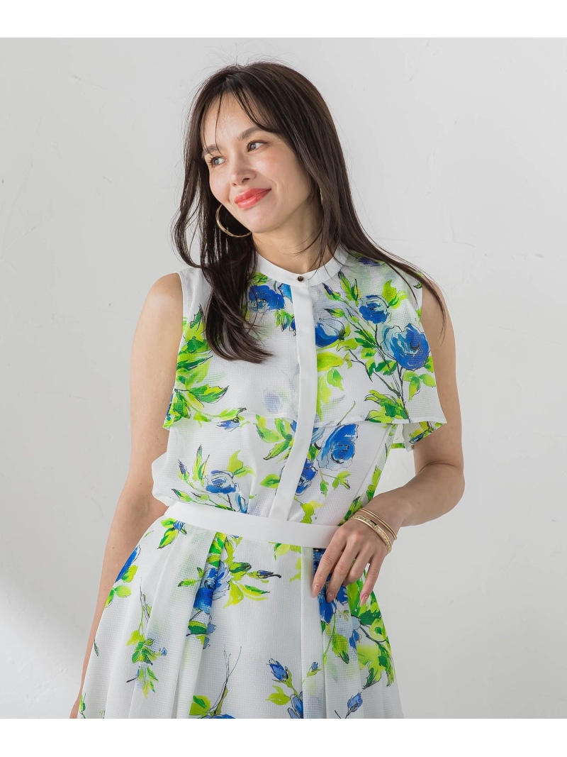 ブルーローズプリントブラウス Viaggio Blu ビアッジョブルー トップス シャツ・ブラウス ブルー ホワイト【送料無料】[ Fashion]｜JAVA ONLINE