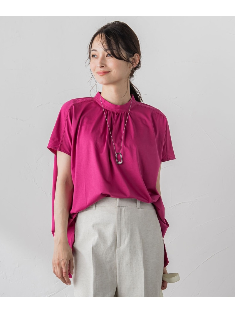 【SALE／50%OFF】ギャザーネックコットンカットソー≪洗濯機で洗える≫ LAUTREAMONT ロートレアモン トップス カットソー・Tシャツ ピンク ブラウン ブルー ブラック ホワイト【RBA_E】【送料無料】[ Fashion]