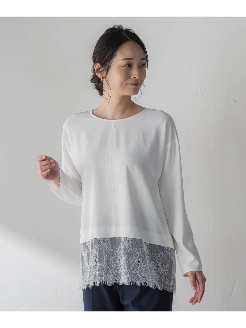 裾レースジョーゼットブラウス LAUTREAMONT ロートレアモン トップス シャツ・ブラウス ホワイト【送料無料】[ Fashion]