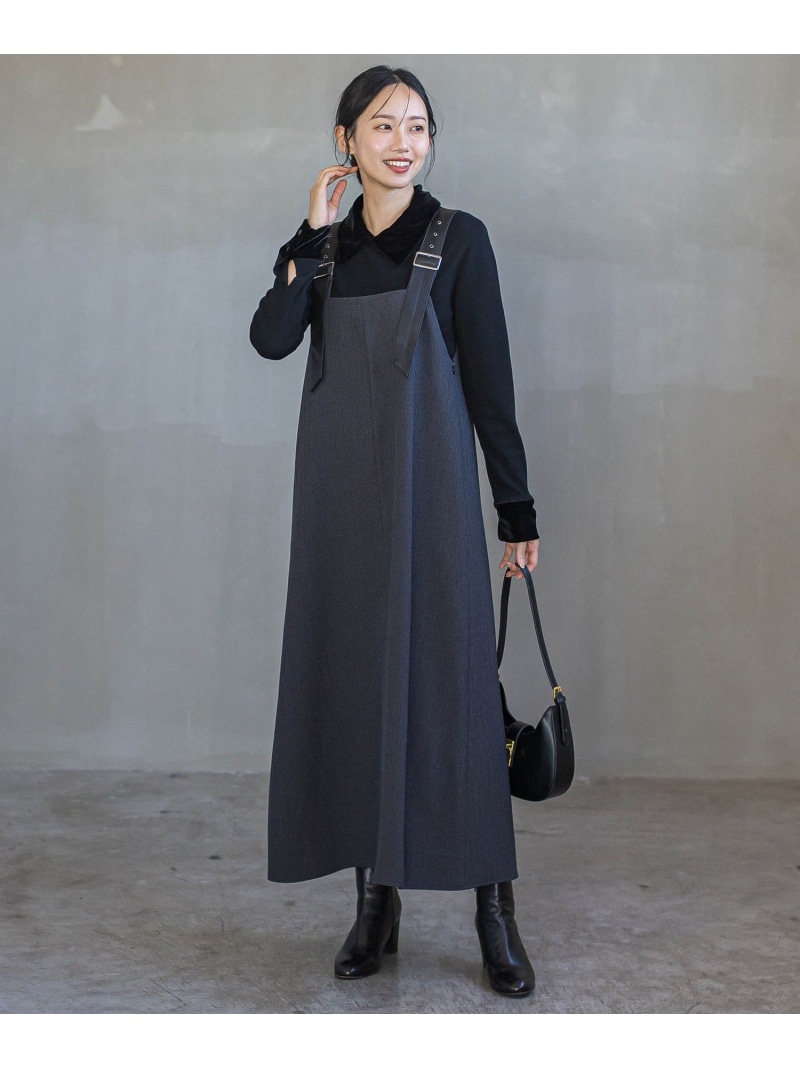 【SALE／30%OFF】ミックスツイード*レザーライクジャンスカ≪洗濯機で洗える≫ Droite lautreamont ドロワット・ロートレアモン ワンピース・ドレス ワンピース ブラウン グレー【RBA_E】【送料無料】[ Fashion]｜JAVA ONLINE 14,214円