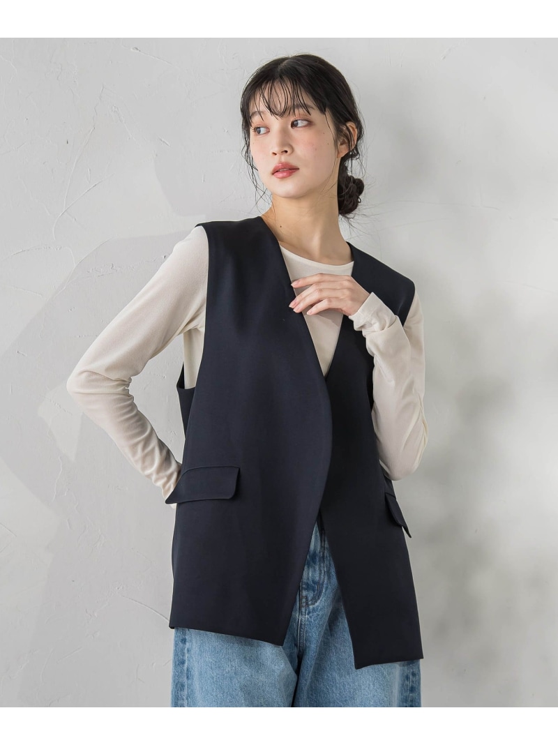 【SALE／30%OFF】ストレッチツイルジレ≪手洗い可能≫ Droite lautreamont ドロワット・ロートレアモン ジャケット・アウター ダウンジャケット・ダウンベスト ネイビー グレー【RBA_E】【送料無料】[ Fashion]