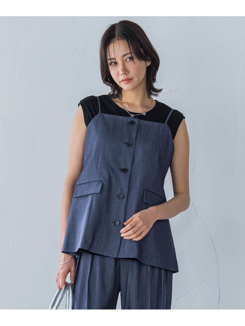 【SALE／30%OFF】デニムライクキャミソール≪洗濯機で洗える≫ LAUTREAMONT ロートレアモン トップス シャツ・ブラウス ネイビー【RBA_E】【送料無料】[ Fashion]