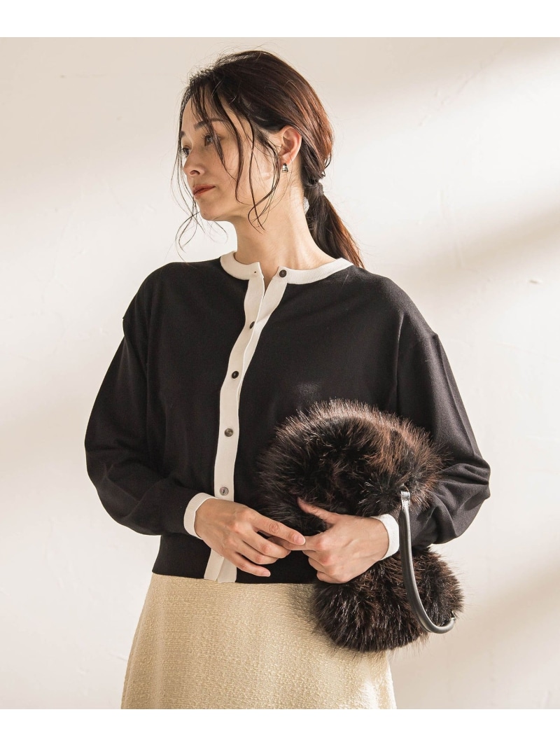 【SALE／50%OFF】【WEB限定】クルーネックカーディガン≪11号あり/洗える≫ LAUTREAMONT ロートレアモン トップス カーディガン ブラック【RBA_E】【送料無料】[ Fashion]