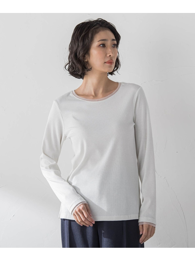 ラメテレコカットソー la.f... ラ・エフ トップス カットソー・Tシャツ ブラック ホワイト【送料無料】[ Fashion]