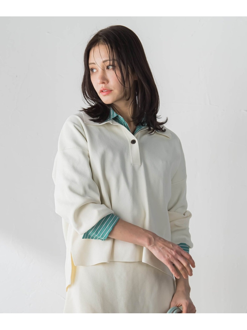 襟付きスキッパーニットプルオーバー LAUTREAMONT ロートレアモン トップス ニット ホワイト ネイビー【送料無料】[ Fashion]