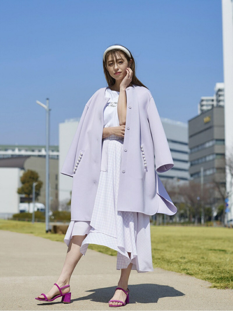 美品✨QUEENS COURT ノーカラーパールコート　お家で洗える　完売品 クイーンズコート QUEENS COURT ノーカラーパールコート≪洗濯機