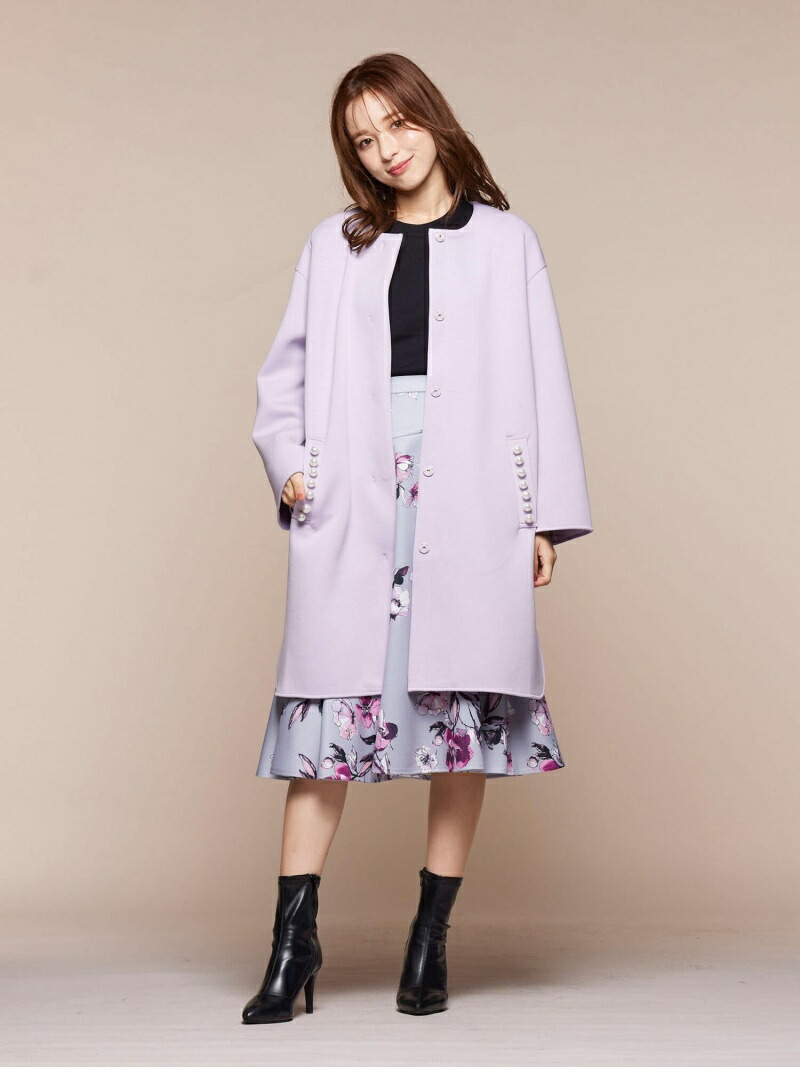 美品✨QUEENS COURT ノーカラーパールコート　お家で洗える　完売品 クイーンズコート QUEENS COURT ノーカラーパールコート≪洗濯機