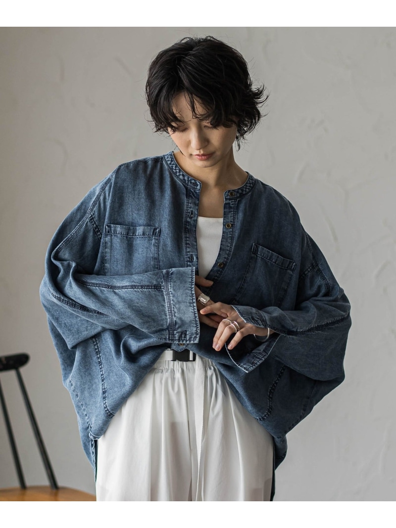 ゆれるデニムドルマンシャツ MAYSON GREY メイソングレイ トップス シャツ・ブラウス ブルー ネイビー【送料無料】[ Fashion]