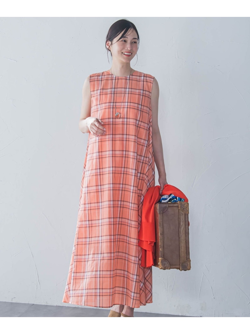 【SALE／30%OFF】マドラスチェックワンピース≪洗濯機で洗える≫ LAUTREAMONT ロートレアモン ワンピース・ドレス ワンピース ブラック オレンジ【RBA_E】【送料無料】[ Fashion]