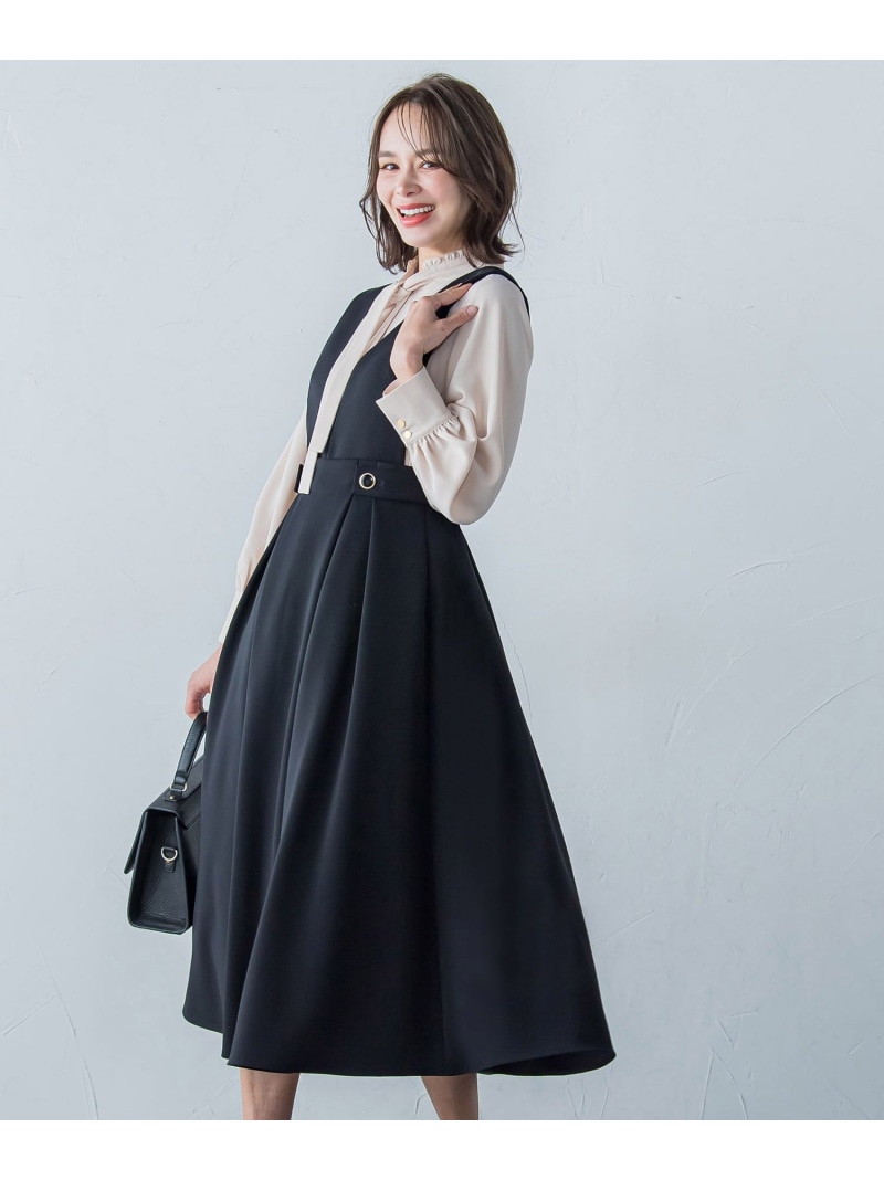 【SALE／50%OFF】ダンボールジャンパースカート≪洗濯機で洗える≫ Viaggio Blu ビアッジョブルー ワンピース・ドレス ワンピース ベージュ ブラック【RBA_E】【送料無料】[ Fashion]｜JAVA ONLINE