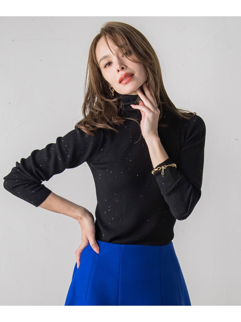 【SALE／30%OFF】【新色追加】スパンコールリブタートルニット Viaggio Blu ビアッジョブルー トップス ニット パープル ピンク ブラック ホワイト ブルー【RBA_E】【送料無料】[ Fashion]