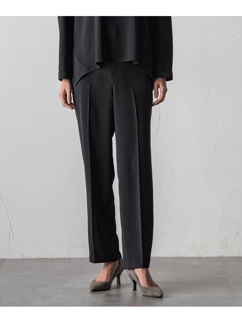 【SALE／10%OFF】ハイストレッチカルゼストレートパンツ la.f... ラ・エフ ズボン下 余分の物のズボン下 黒いこと 薄墨色【RBA_E】【貨物輸送無料】[ Fashion]