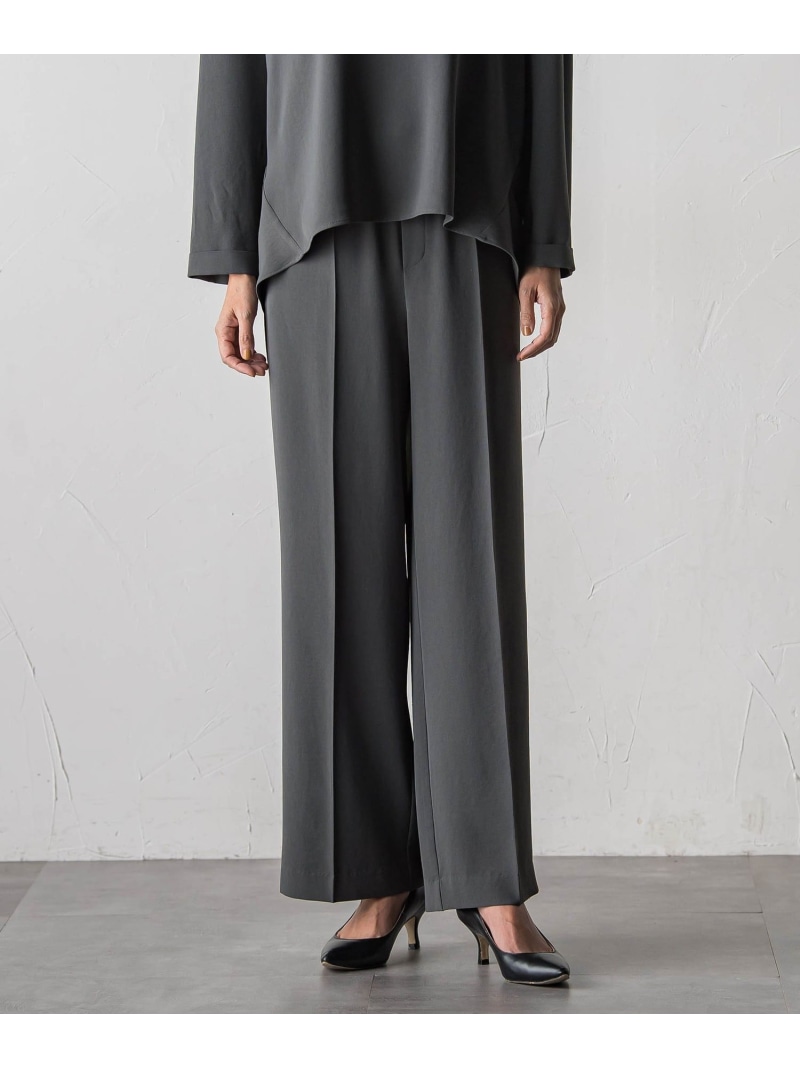 【SALE／10%OFF】ハイストレッチカルゼワイドパンツ la.f... ラ・エフ ズボン下 余分の物のズボン下 薄墨色 黒いこと【RBA_E】【貨物輸送無料】[ Fashion]