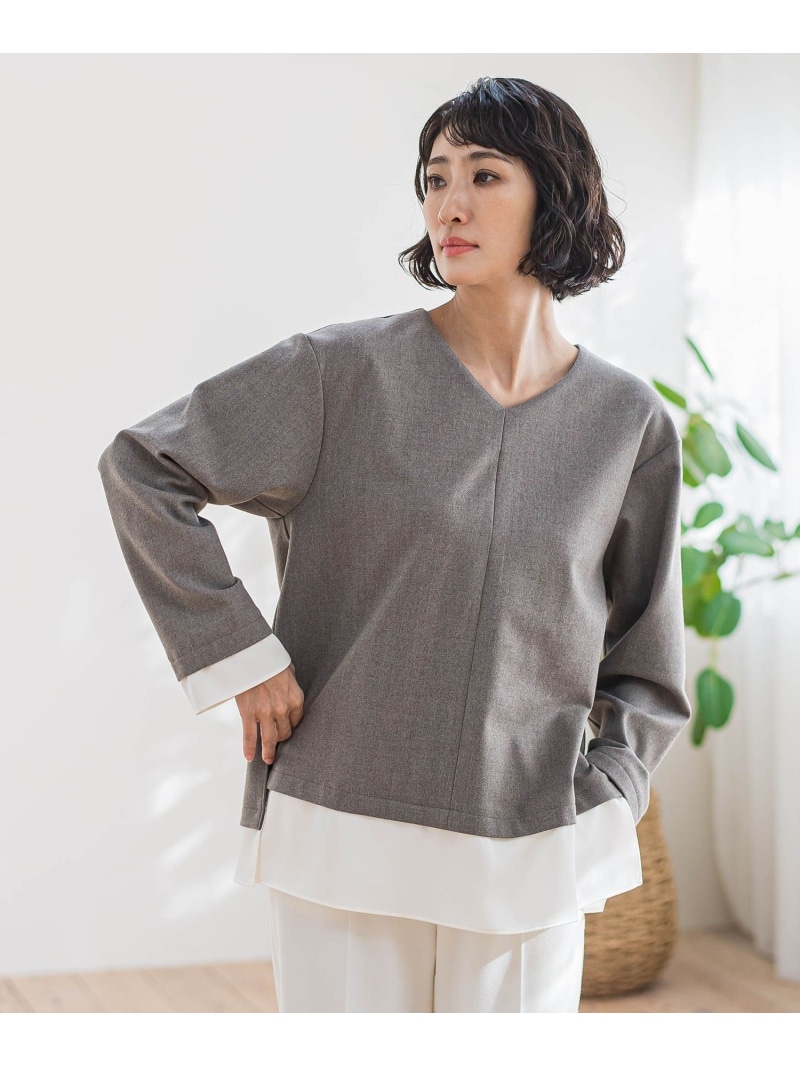 【SALE／40%OFF】ピクシエスタVネックブラウス≪洗濯機で洗える≫ la.f... ラ・エフ トップス シャツ・ブラウス ブラウン ブラック【RBA_E】【送料無料】[ Fashion]