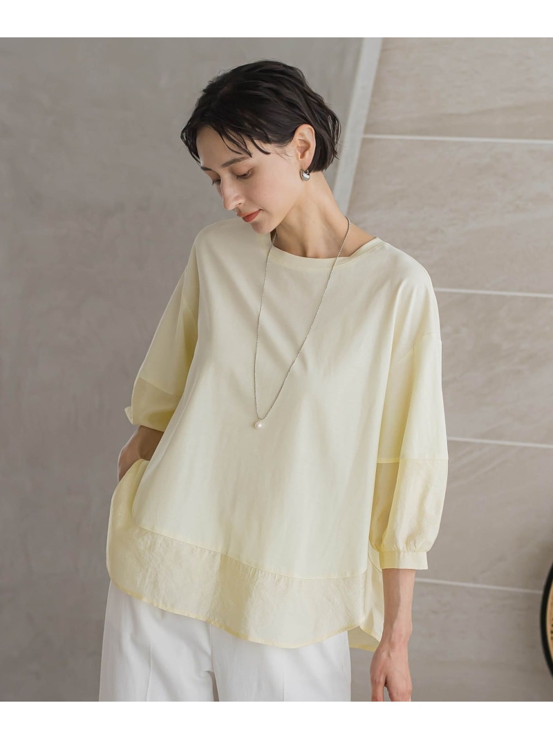 【SALE／20%OFF】シアー切り替えカットソー la.f... ラ・エフ トップス カットソー・Tシャツ ホワイト イエロー ブラック【RBA_E】【送料無料】[ Fashion]｜JAVA ONLINE