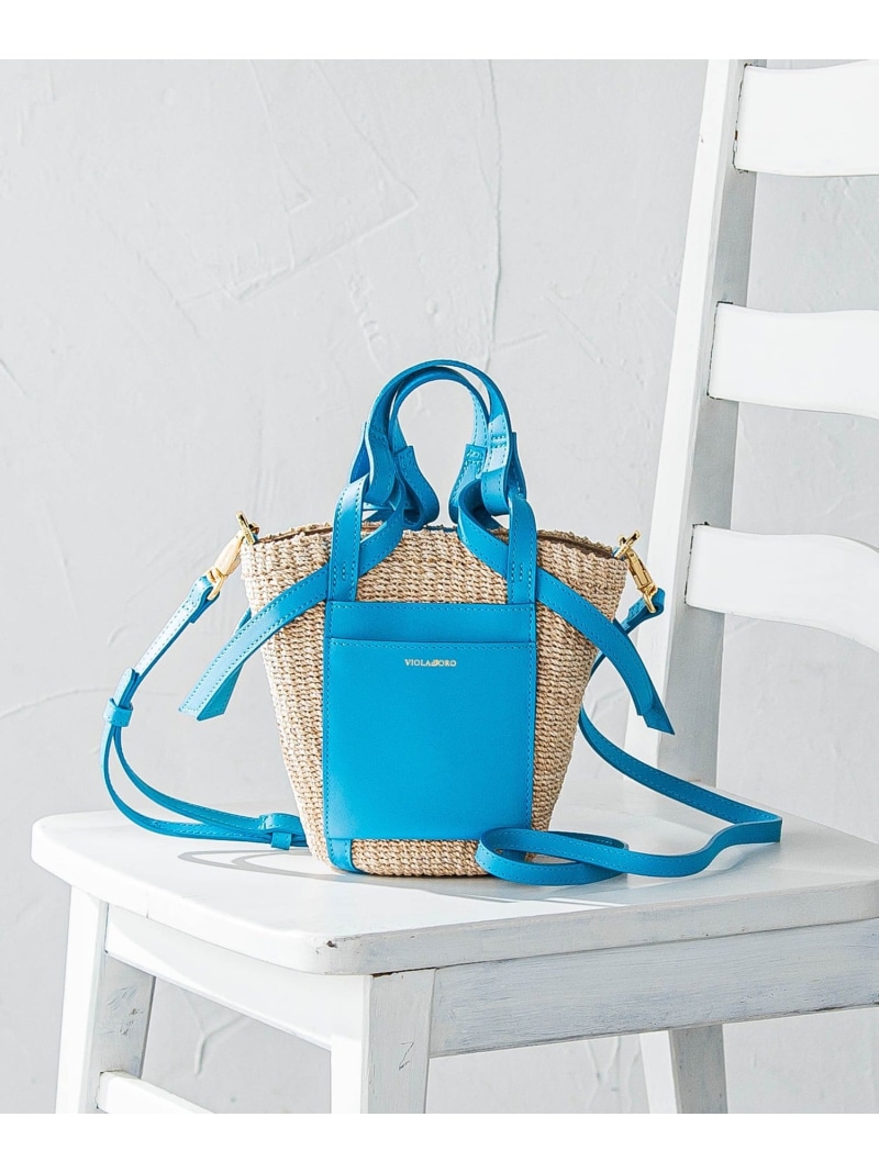 【SALE／30%OFF】【VIOLAd'ORO】アバカ製 レザーポケットトート MIRO/ V-8624 LAUTREAMONT ロートレアモン バッグ その他のバッグ ホワイト ブラック ブルー【RBA_E】【送料無料】[ Fashion]