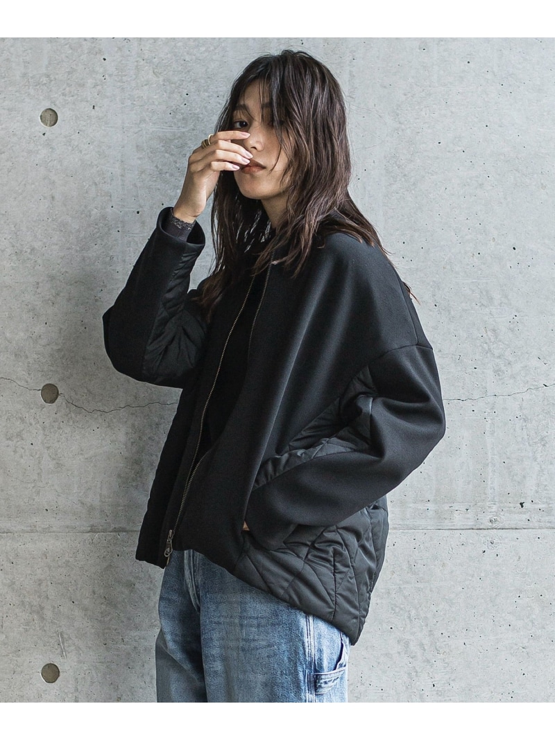 【SALE／10%OFF】ダンボール*キルティングミドルノーカラーブルゾン MAYSON GREY メイソングレイ ジャケット・アウター テーラードジャケット・ブレザー ブラック ベージュ ブラウン【RBA_E】【送料無料】[ Fashion]