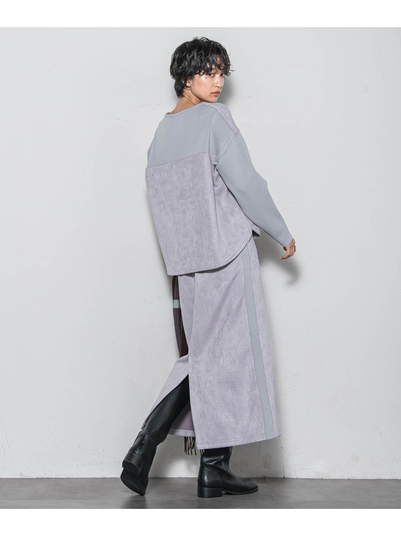 【SALE／20%OFF】【新色追加】スウェード調*ニットスカートセットアップ≪手洗い可能≫ MAYSON GREY メイソングレイ ワンピース・ドレス ワンピース グレー ブラック ホワイト ベージュ パープル【RBA_E】【送料無料】[ Fashion]｜JAVA ONLINE