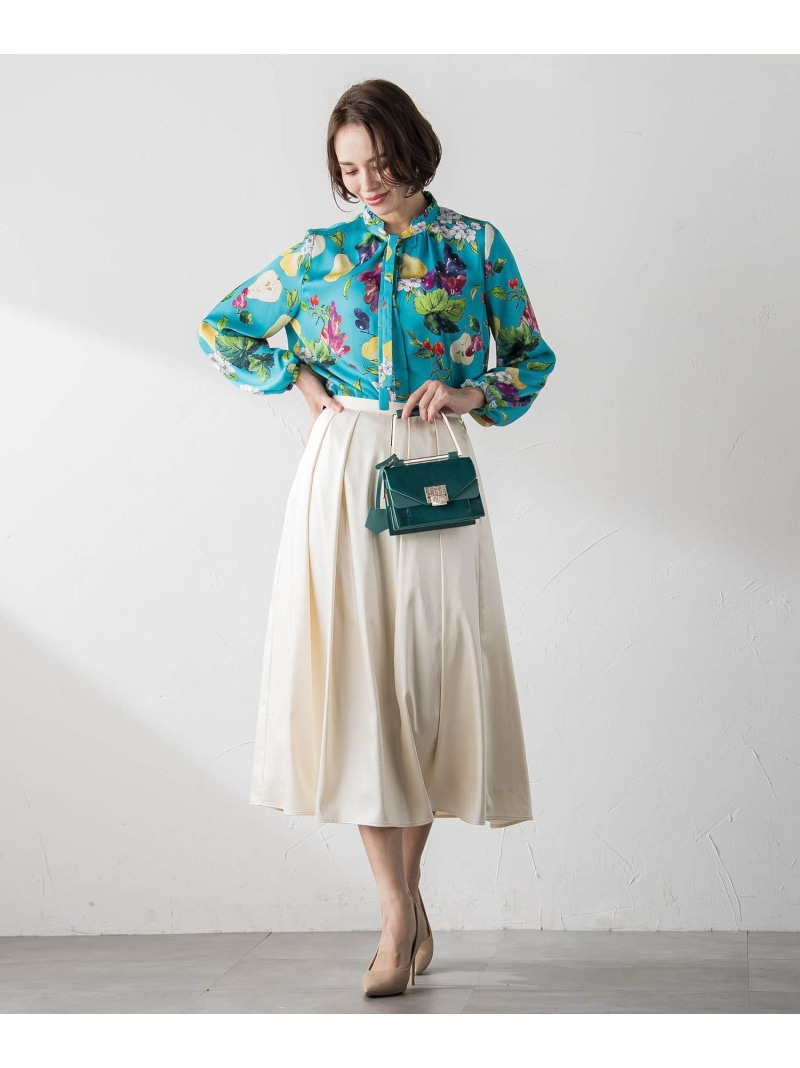 【SALE／50%OFF】レザーライクサテンスカート≪洗濯機で洗える≫ Viaggio Blu ビアッジョブルー スカート その他のスカート ホワイト ブラック ブラウン【RBA_E】【送料無料】[ Fashion]｜JAVA ONLINE
