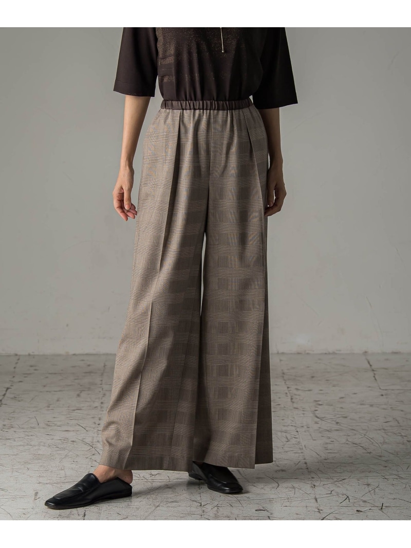【SALE／40%OFF】【大きいサイズ】グレンチェックパンツ≪洗濯機で洗える≫ la.f... ラ・エフ パンツ その他のパンツ ブラウン ブラック【RBA_E】【送料無料】[ Fashion]