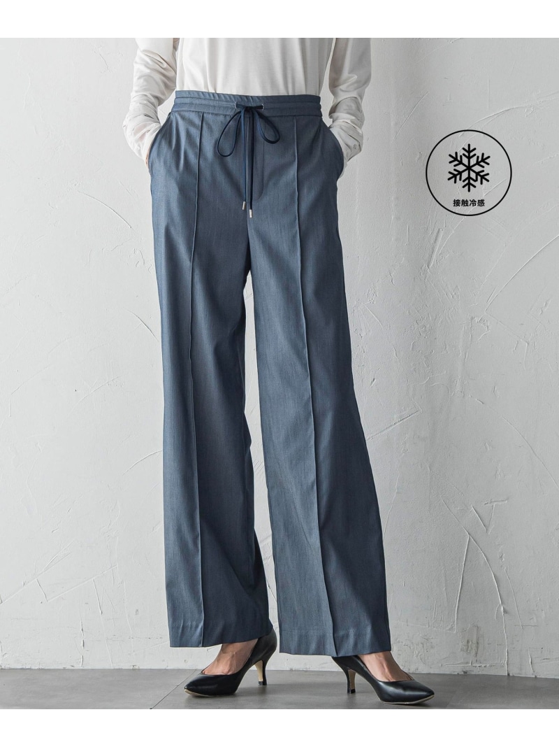 【SALE／30%OFF】【WEB限定/大きいサイズ】デニム見えシャンブレーワイドパンツ≪洗濯機で洗える≫ la.f... ラ・エフ パンツ その他のパンツ ブラック ネイビー【RBA_E】【送料無料】[ Fashion]