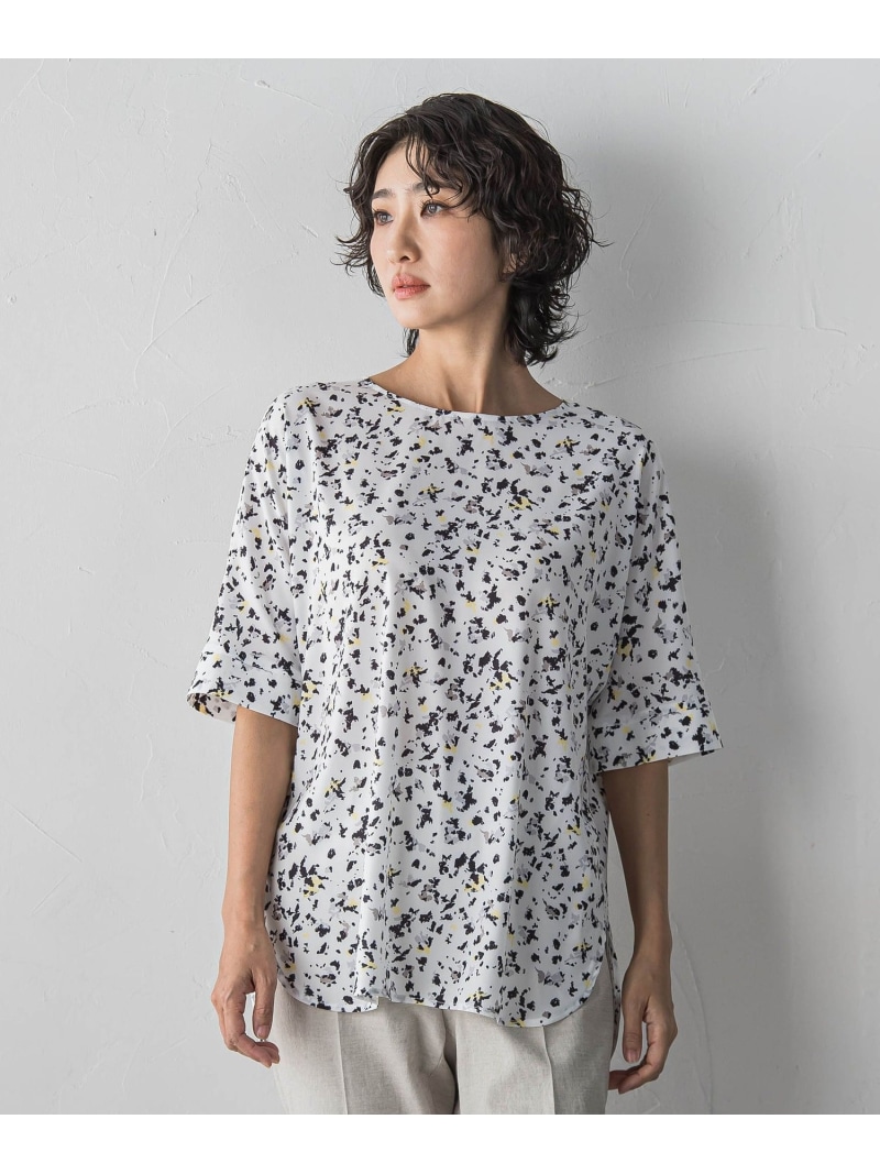 【大きいサイズ】幾何柄ブラウス la.f... ラ・エフ トップス シャツ・ブラウス ホワイト【送料無料】[ Fashion]