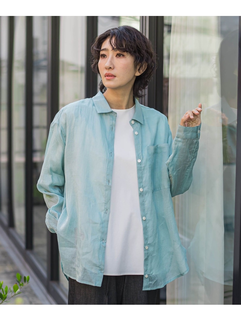 【大きいサイズ/新色追加】シアーラミーシャツ la.f... ラ・エフ ジャケット・アウター テーラードジャケット・ブレザー グリーン ホワイト ピンク ブラウン イエロー【送料無料】[ Fashion]