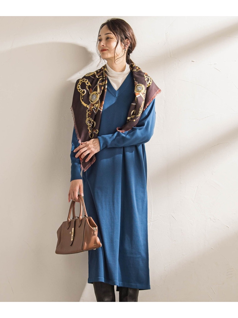 【SALE／30%OFF】【WEB限定】Vネックニットワンピース≪丈長めあり/手洗い可能≫ LAUTREAMONT ロートレアモン ワンピース・ドレス ワンピース ネイビー グレー ブルー ブラック ブラウン【RBA_E】【送料無料】[ Fashion]｜JAVA ONLINE