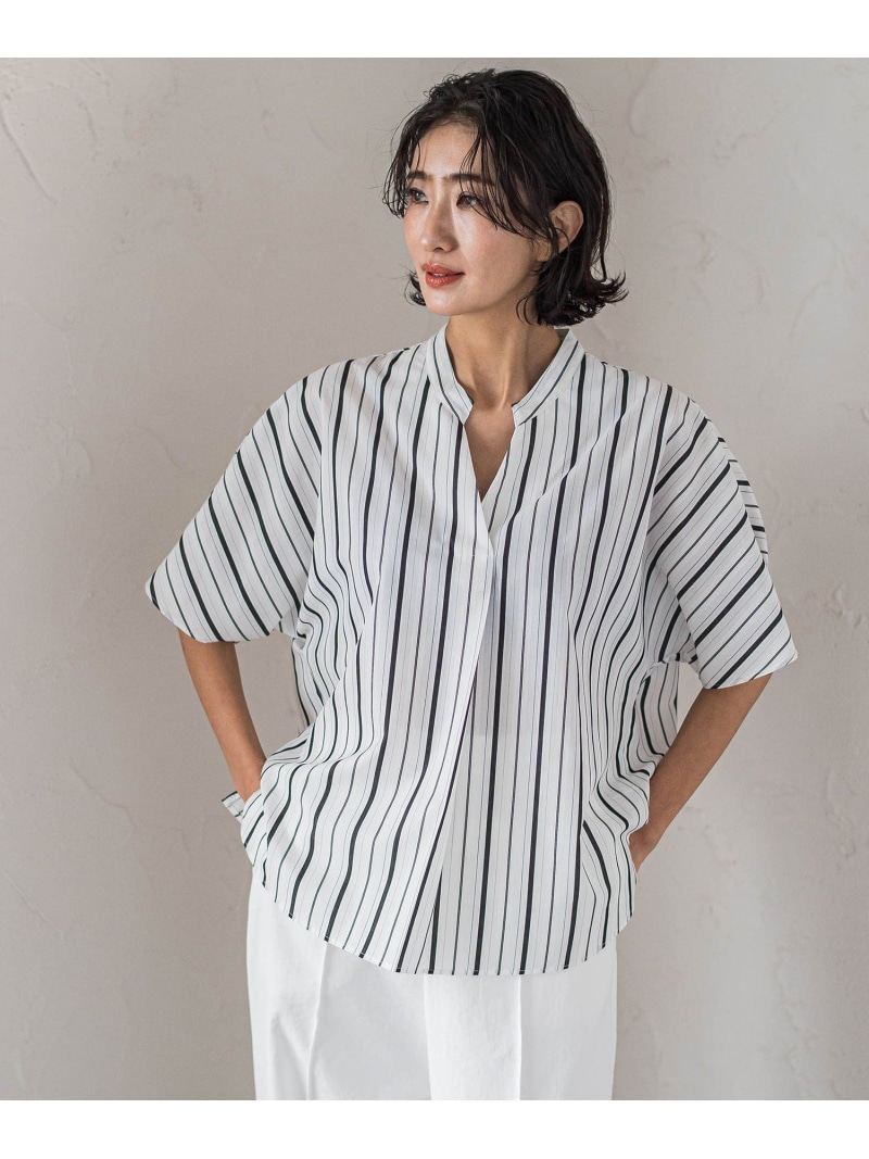 【SALE／40%OFF】半袖ストライプブラウス≪洗濯機で洗える≫ la.f... ラ・エフ トップス シャツ・ブラウス ブルー ホワイト【RBA_E】【送料無料】[ Fashion]