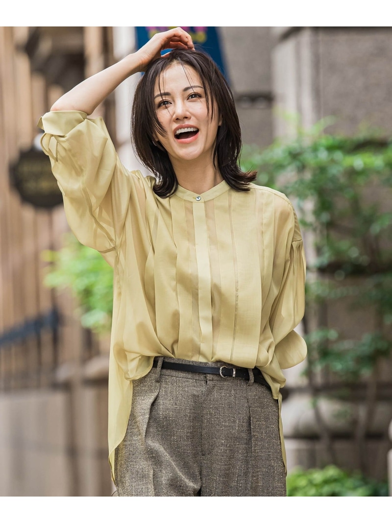 【SALE／40%OFF】シアーブライト フロントタックブラウス≪手洗い可能≫ LAUTREAMONT ロートレアモン トップス シャツ・ブラウス ブラウン イエロー ブラック【RBA_E】【送料無料】[ Fashion]｜JAVA ONLINE