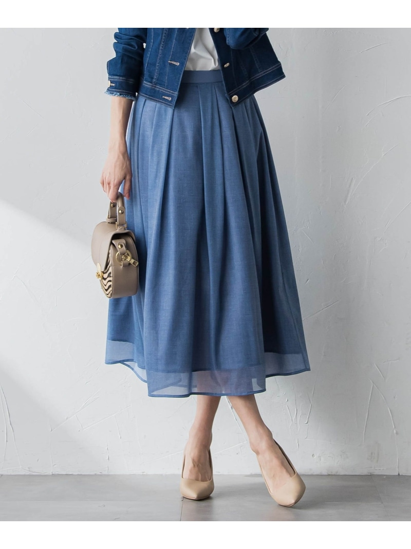 【SALE／10%OFF】【商品目録掲げる】オーガンジーデニムスカート Viaggio Blu ビアッジョブルー スコート 余分の物のスコート 米国海軍 青み【RBA_E】【貨物輸送無料】[ Fashion]