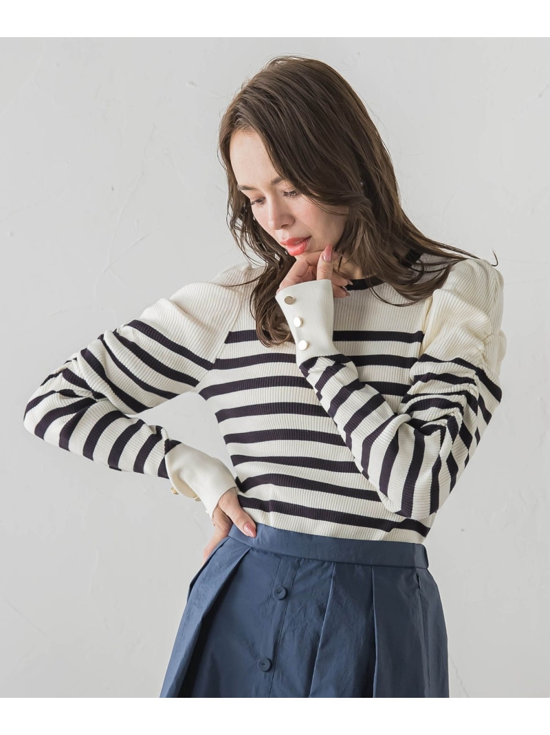 【SALE／40%OFF】シャーリングスリーブニット Viaggio Blu ビアッジョブルー トップス ニット ブラック ホワイト ネイビー ピンク【RBA_E】【送料無料】[ Fashion]｜JAVA ONLINE