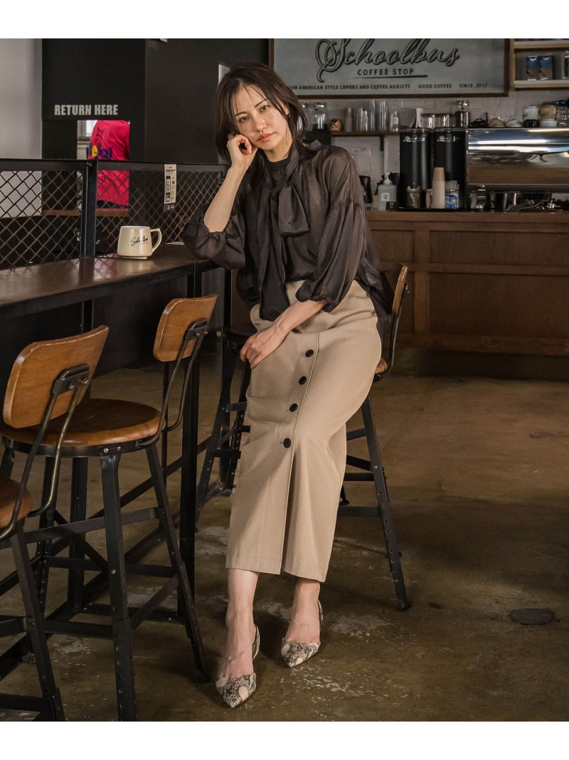 【SALE／30%OFF】ナローシルエットチノスカート≪洗濯機で洗える≫ LAUTREAMONT ロートレアモン スカート その他のスカート ブラウン ブラック【RBA_E】【送料無料】[ Fashion]