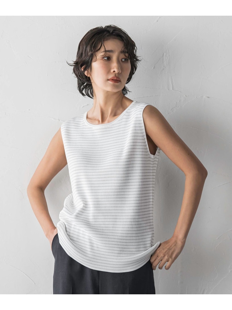 ボーダーリブタンクトップ la.f... ラ・エフ トップス 編み物 白いこと 薄墨色【貨物輸送無料】[ Fashion] セーター-レディースファッション