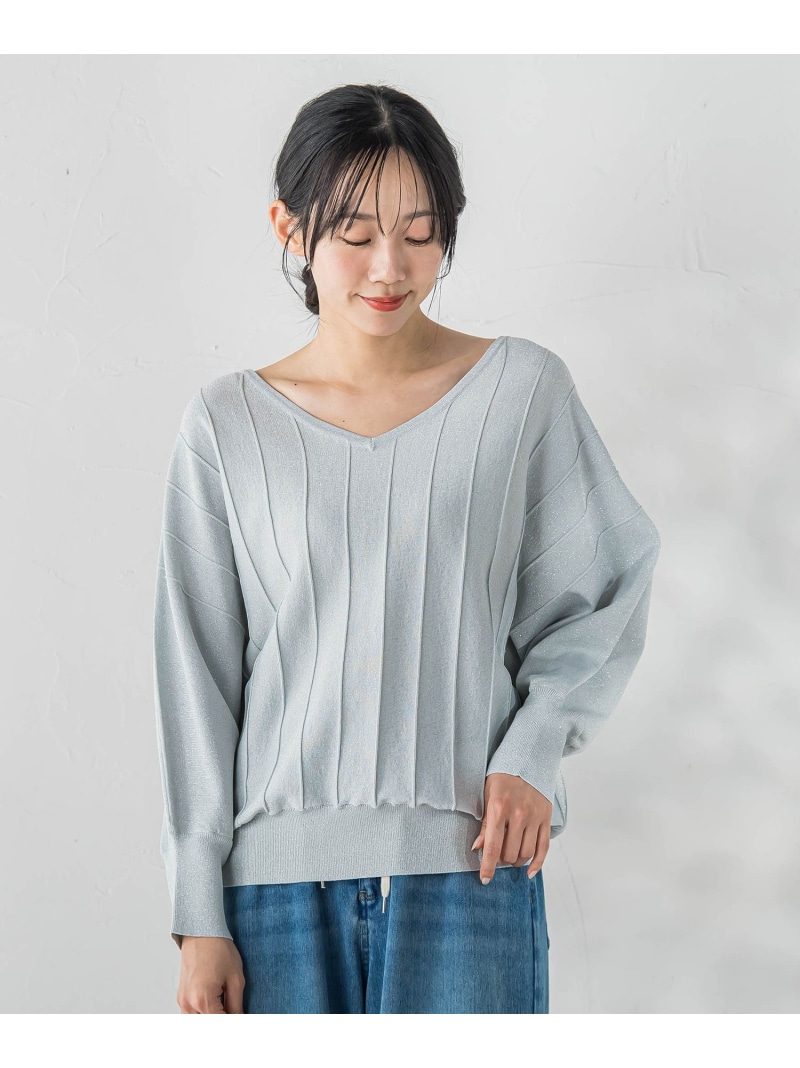 【SALE／30%OFF】ラメドルマンVのど首編み物 Droite lautreamont ドロワット・ロートレアモン トップス 編み物 白いこと【RBA_E】【貨物輸送無料】[ Fashion] セーター-トップス-ニット・セーター