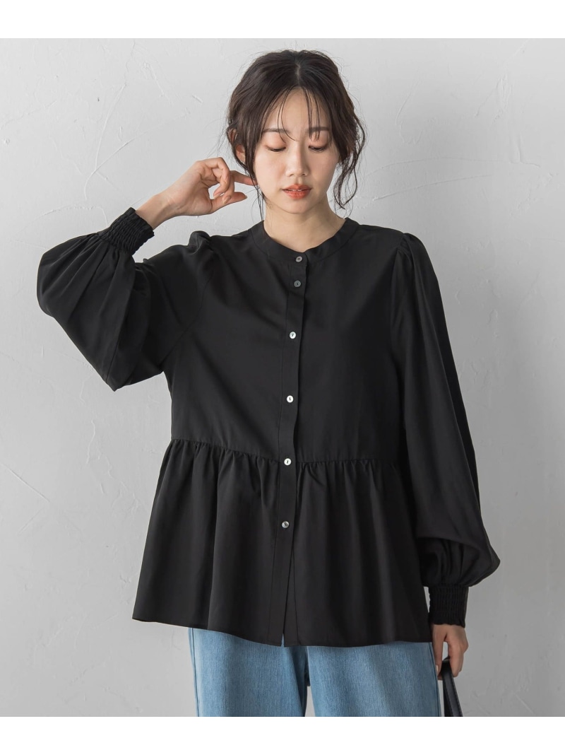 【SALE／30%OFF】2WAYシアーペプラムシャツ Droite lautreamont ドロワット・ロートレアモン トップス プルオーバー・トップ 白いこと 黒いこと 青み【RBA_E】【貨物輸送無料】[ Fashion]