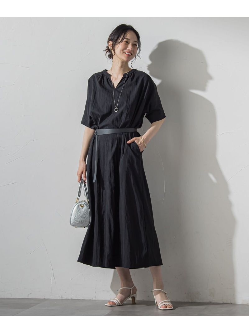 ソフトタイプライターワンピース LAUTREAMONT ロートレアモン ワンピース・ドレス ワンピース ブラック カーキグリーン【送料無料】[ Fashion]