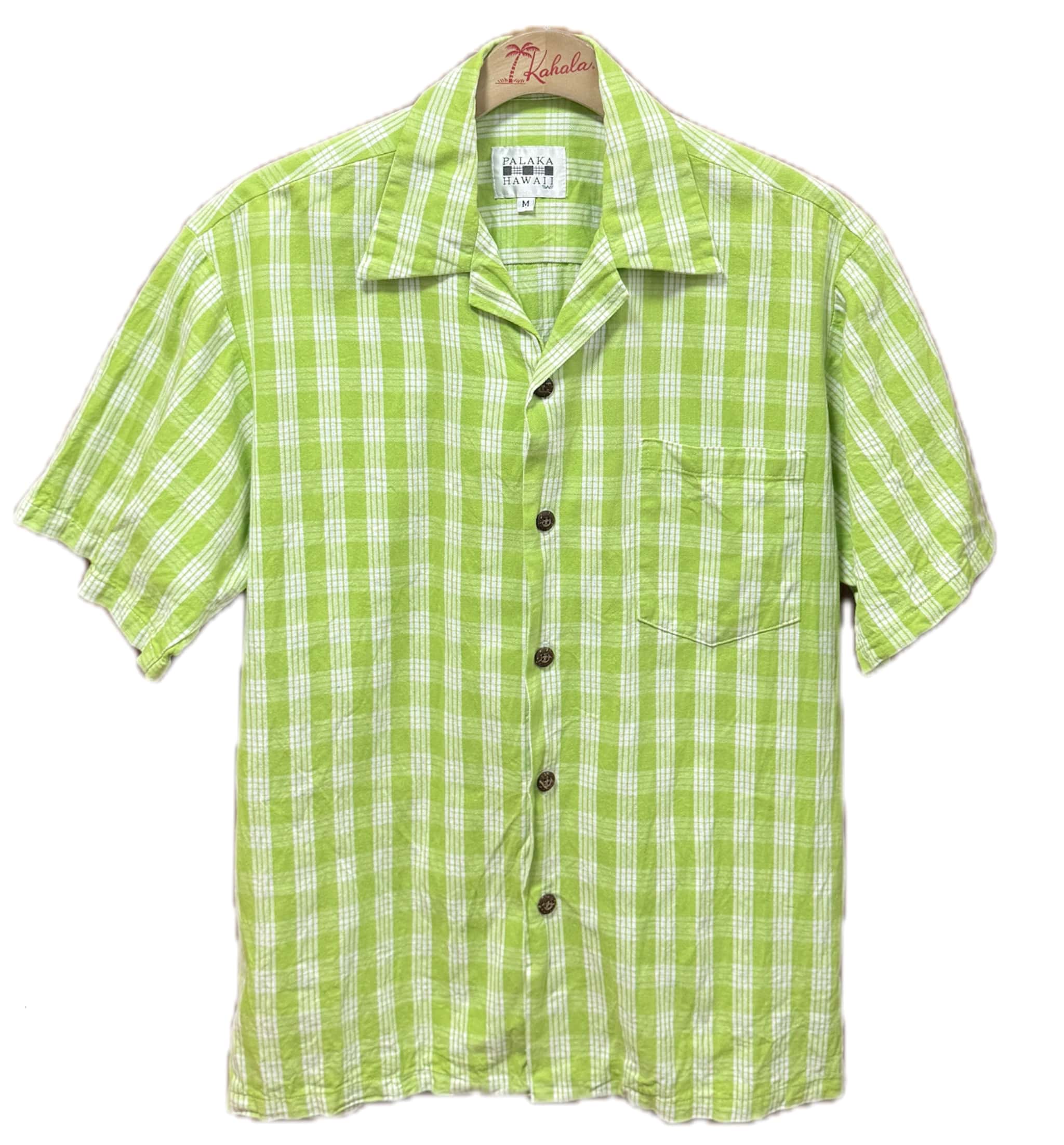 【中古】Hawaii Palaka Shirtsパラカ プルオーバー  M 大きさ緑であること