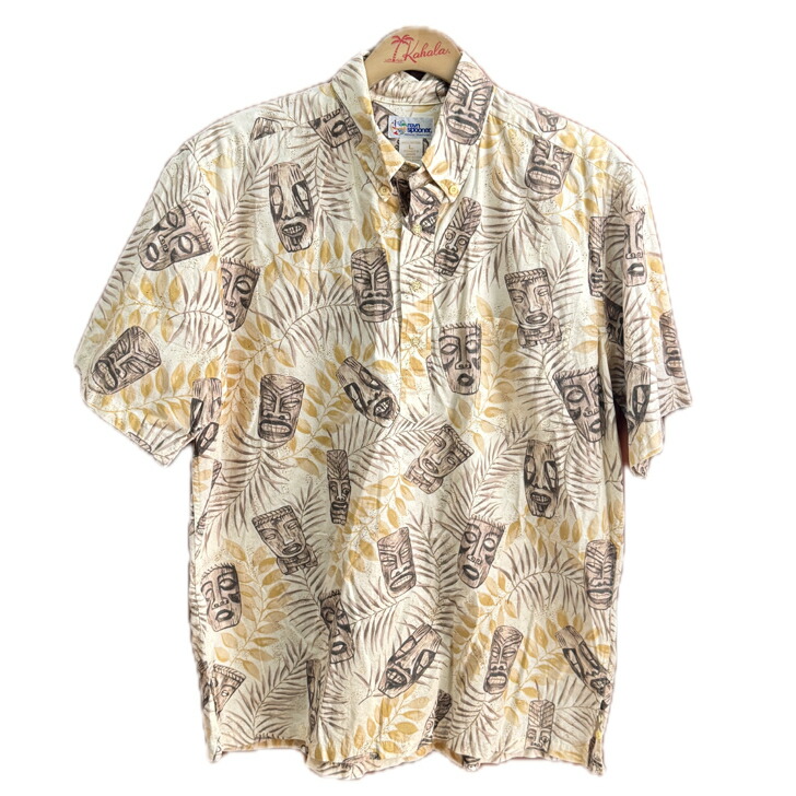 【Used/古着】 Reyn Spooner Aloha Shirts ポルネシア Tiki レインスプーナーアロハシャツ　 B.D プルオーバー Lサイズ